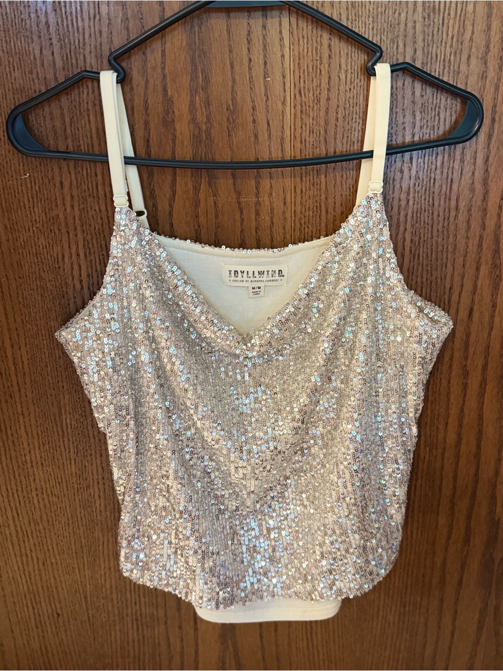 Idyllwind Sequin Cowl Tank in Champagne Blush